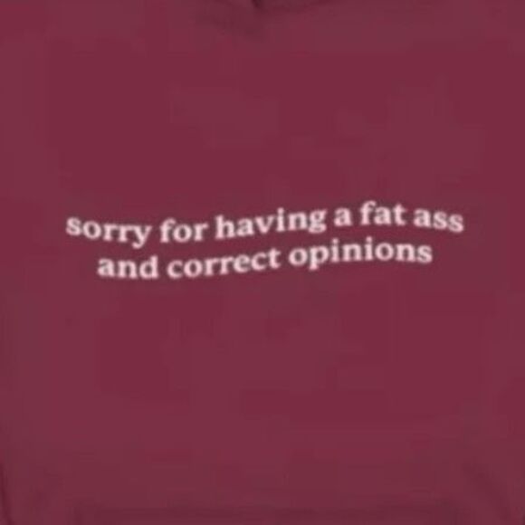 Fat A** & Correct Opinions Hoodie Sweatshirt Maroon White Graphic Fleece 2X - Picture 2 of 7